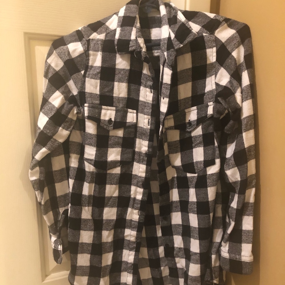 Japna Black & White Flannel Top